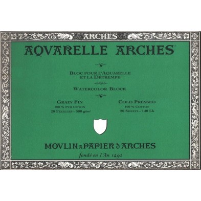 Material Bellas Artes – pintura-y-dibujo - Acuarela Arches 300 gr, 31x41 cm, G. Fino, block 20 h. | totenart.com