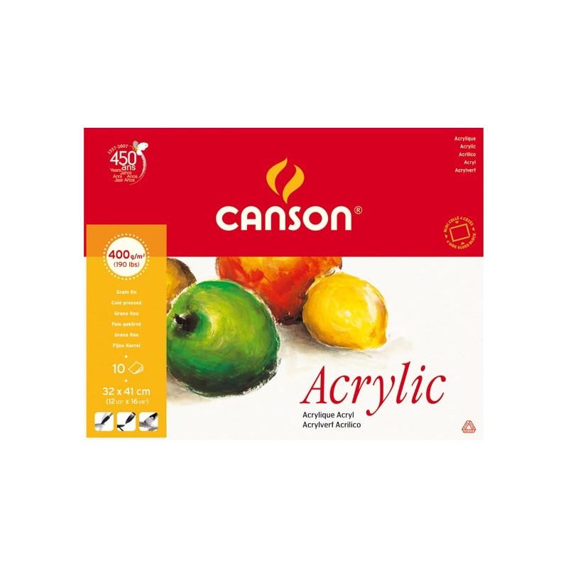 Material Bellas Artes – pintura-y-dibujo - Bloc de 10 hojas de papel para acrílico Montval de grano fino de 400 gr (32x41 cm) * 