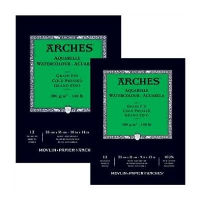 Material Bellas Artes – pintura-y-dibujo - Acuarela Arches 300 gr, 23x31 cm, G. Fino, bloc 12 h. | totenart.com