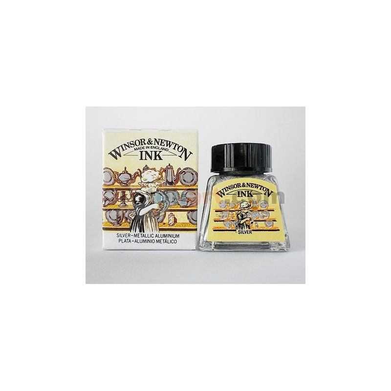 Tienda Online Manualidades-Tinta Dibujo Plata Winsor Newton, 14 ml.