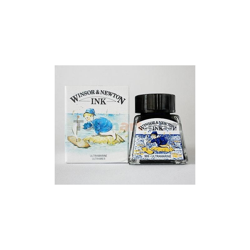Tienda Online Manualidades-Tinta Dibujo Azul Ultramar Winsor Newton, 14 ml.