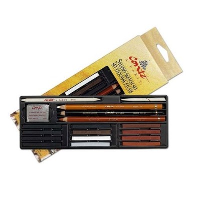 Material Bellas Artes – pintura-y-dibujo - Estuche de dibujo Esbozo Conté (18 piezas) | totenart.com