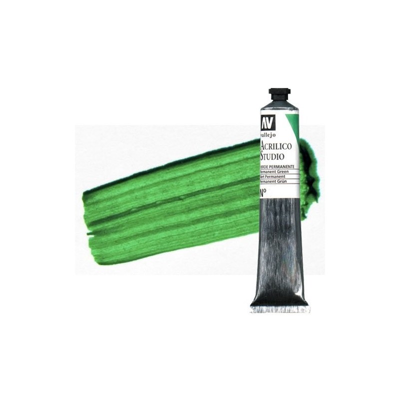Material Bellas Artes - Pintura - Acrílico Vallejo Studio color verde permanente (58 ml) | totenart.com