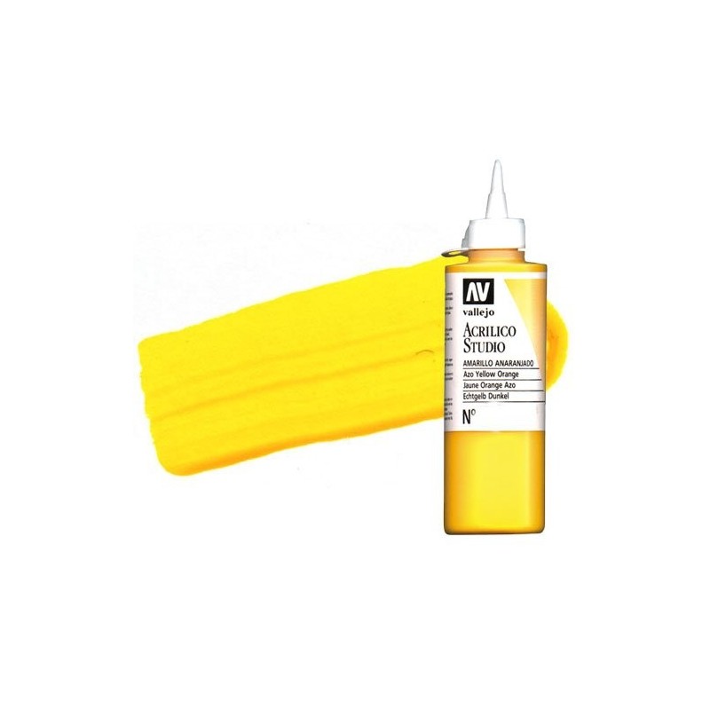 Material Bellas Artes - Pintura - Acrílico Vallejo Studio color amarillo anaranjado (200 ml) | totenart.com