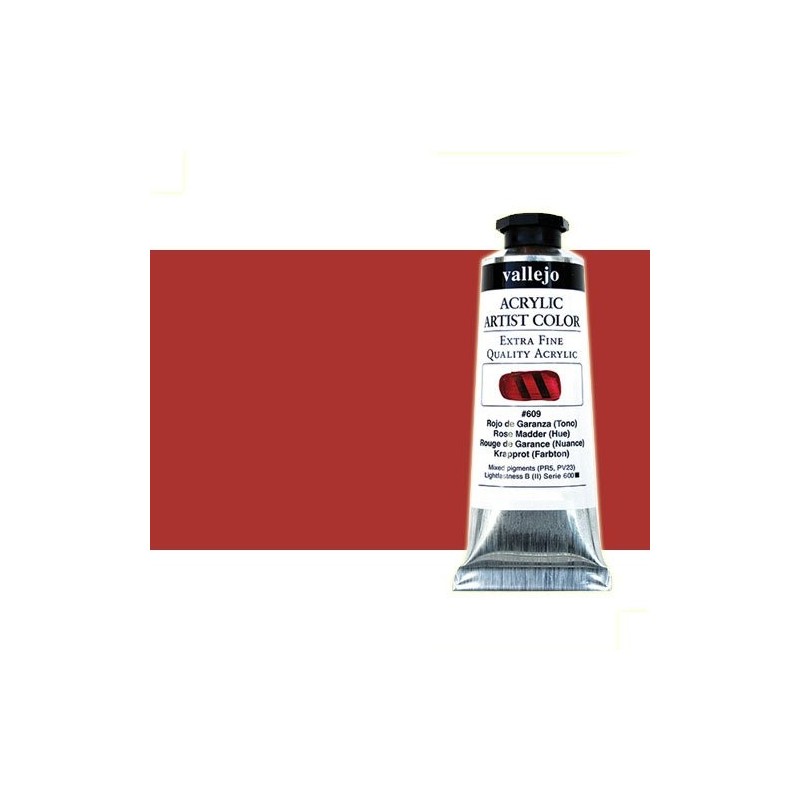 Material Bellas Artes - Pintura - Acrílico Vallejo Artist color rojo carmín permanente (60 ml) | totenart.com