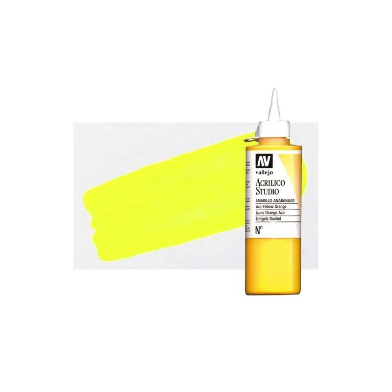 Material Bellas Artes - Pintura - Acrílico Vallejo Studio color amarillo fluorescente (200 ml) | totenart.com