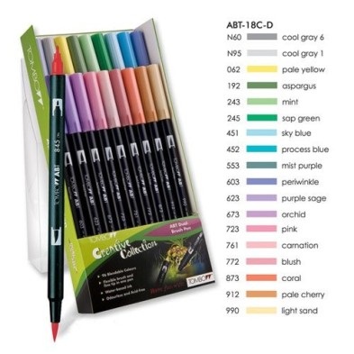 Material Bellas Artes-Dibujo-Rotulador Tombow, Set de 18 Colores Pasteles