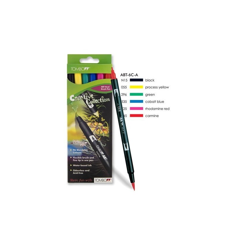 Material Bellas Artes-Dibujo-Rotulador Tombow, Set de 6 Colores Primarios