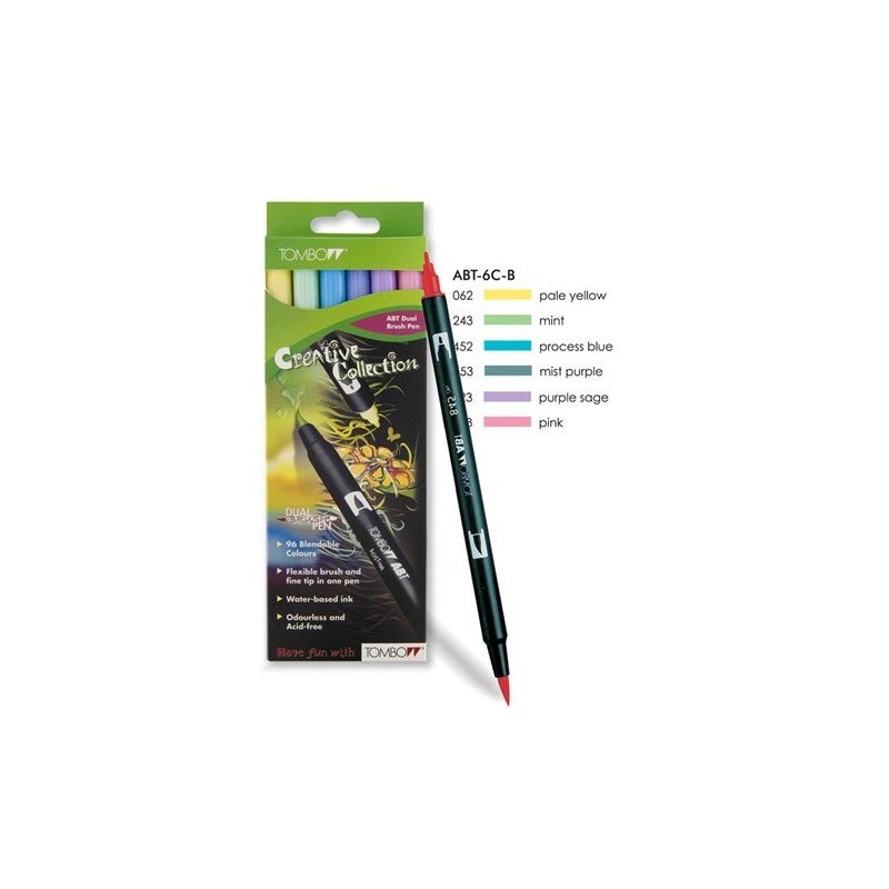 Material Bellas Artes-Dibujo-Rotulador Tombow, Set de 6 Colores Pasteles