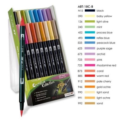 Material Bellas Artes-Dibujo-Rotulador Tombow, Set de 18 Colores Secundarios