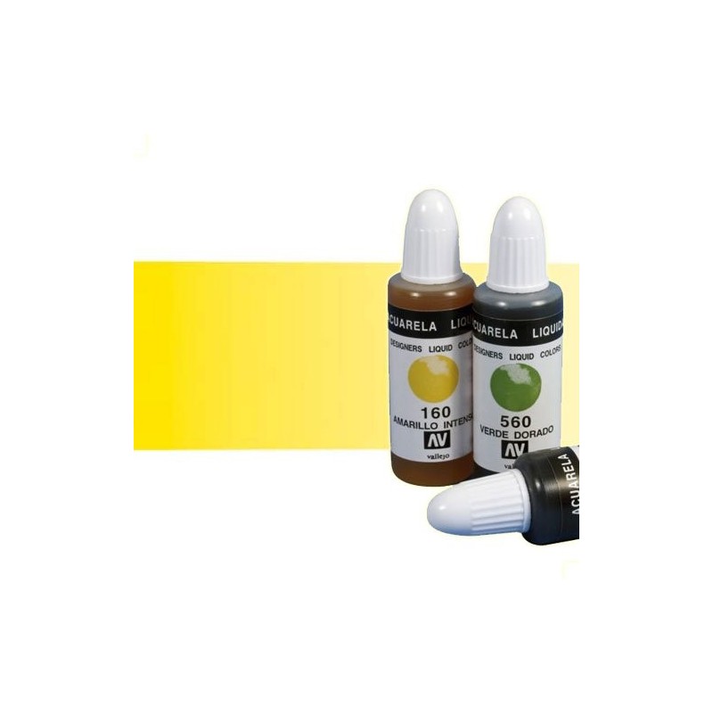 Material Bellas Artes - Pintura - Acuarela líquida Vallejo color amarillo intenso proceso (32 ml) | totenart.com