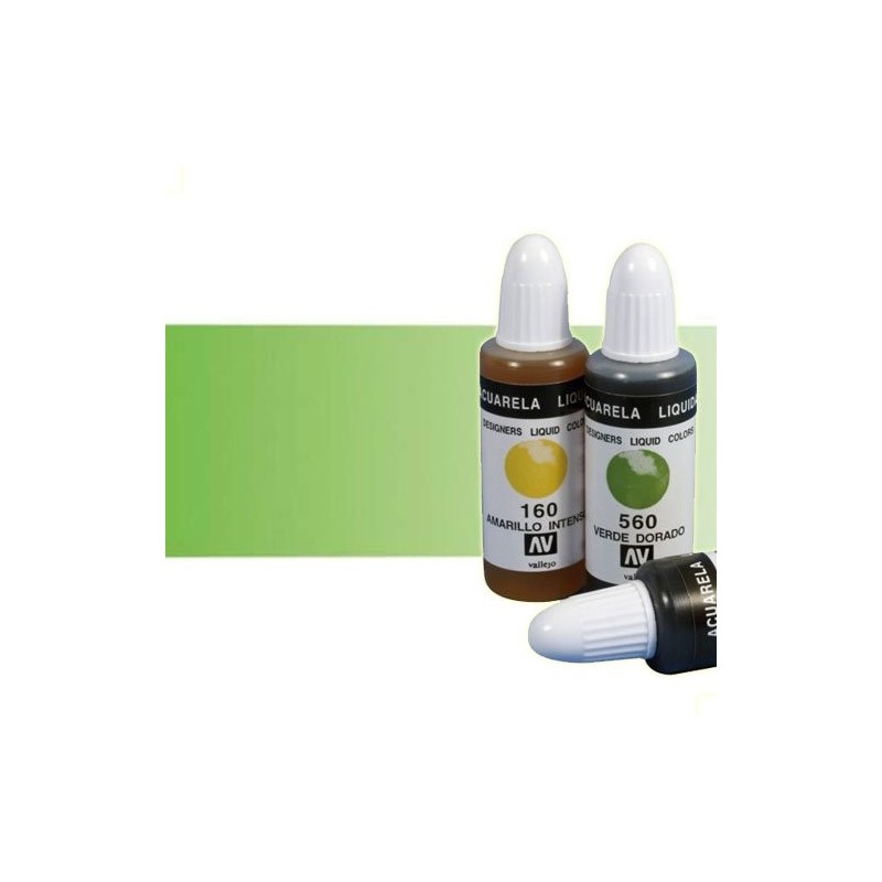 Material Bellas Artes - Pintura - Acuarela líquida Vallejo color verde amarillo (32 ml) | totenart.com