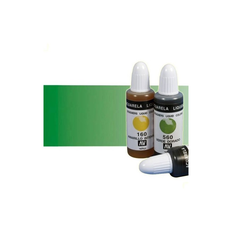 Material Bellas Artes - Pintura - Acuarela líquida Vallejo color verde intenso (32 ml) | totenart.com