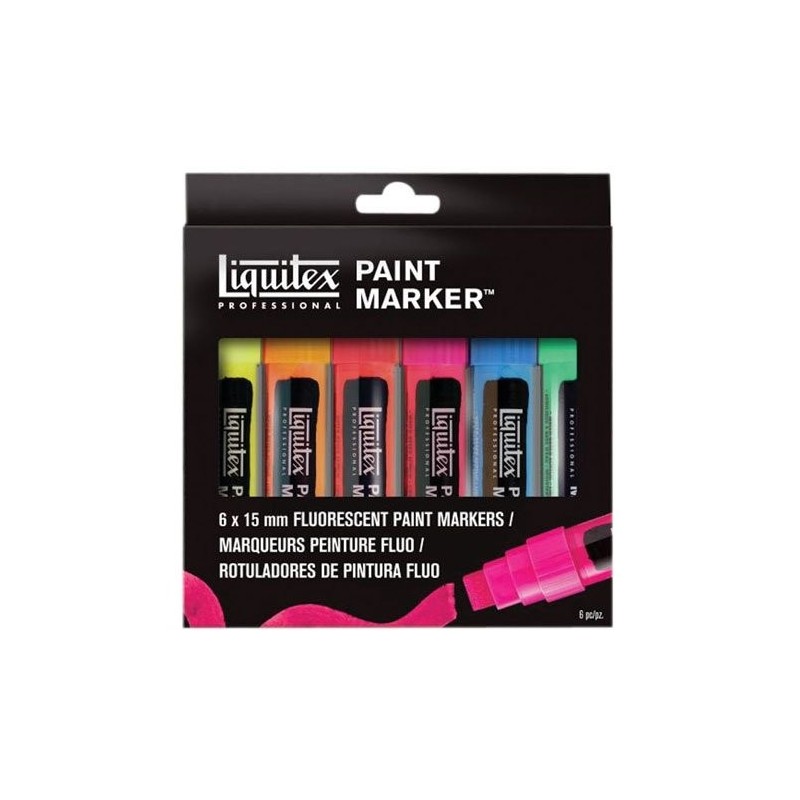\nMaterial Bellas Artes - Pintura - Set de 6 rotuladores Liquitex Paint Marker FLUO (15 mm) | totenart.com