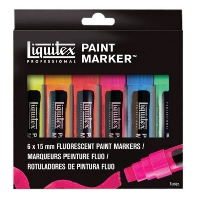 \nMaterial Bellas Artes - Pintura - Set de 6 rotuladores Liquitex Paint Marker FLUO (15 mm) | totenart.com