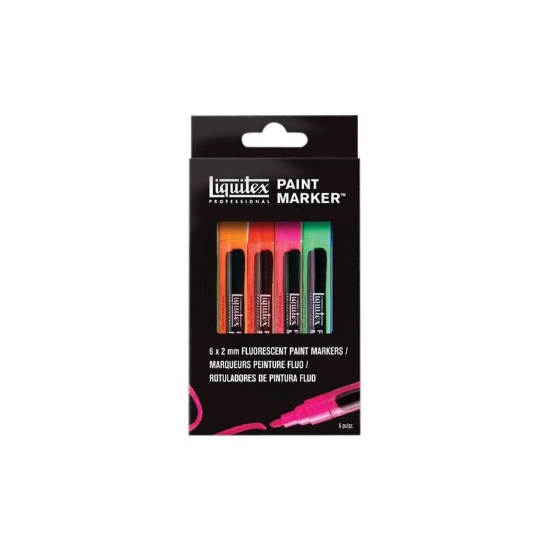 \nMaterial Bellas Artes - Pintura - Set de 6 rotuladores Liquitex Paint Marker FLUO (2 mm) | totenart.com