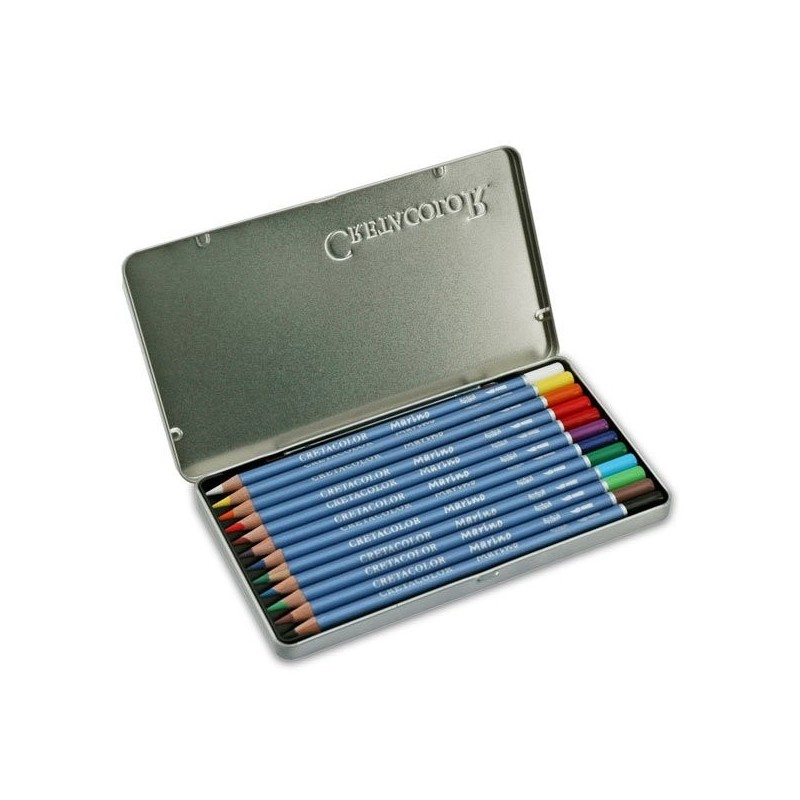 Material Bellas Artes – pintura-y-dibujo - Estuche de 12 lápices acuareables Marino Cretacolor | totenart.com