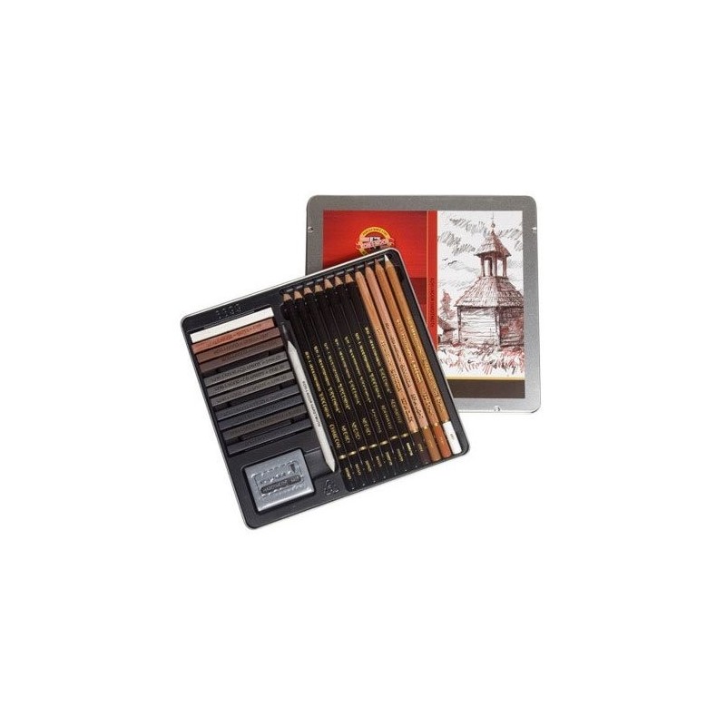 Material Bellas Artes – pintura-y-dibujo - Estuche de dibujo Giocconda Koh-i-Noor (24 piezas) | totenart.com