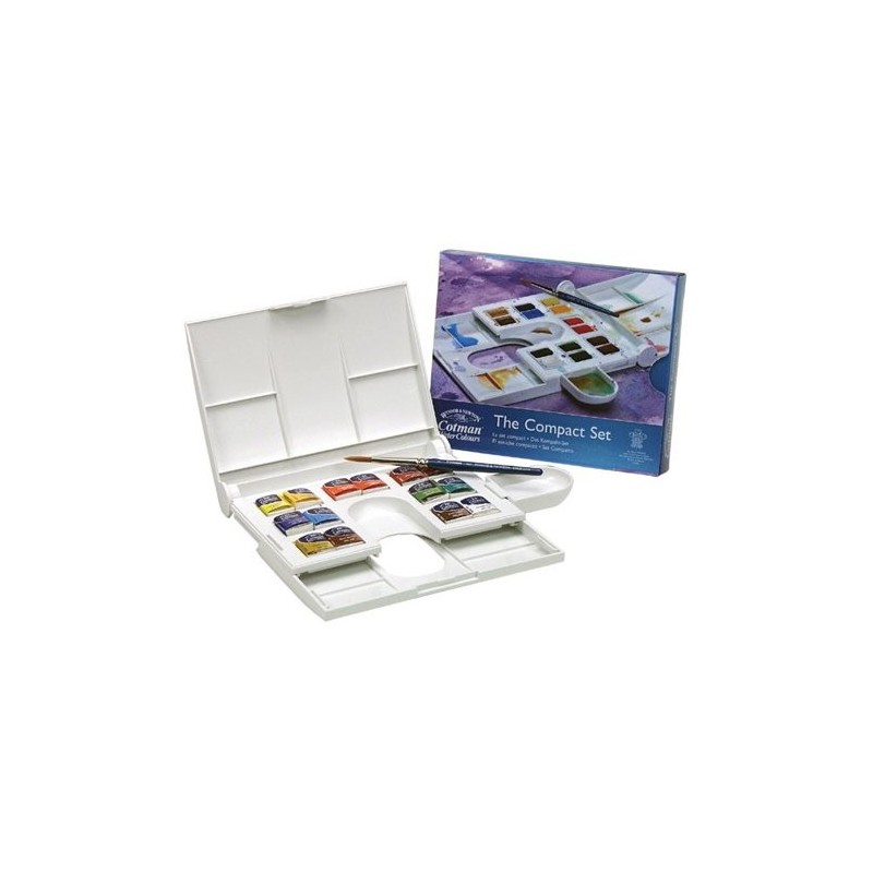 Material Bellas Artes - Pintura - Caja con 14 acuarelas Cotman COMPACT 1/2 godet y pincel Winsor & Newton | totenart.com