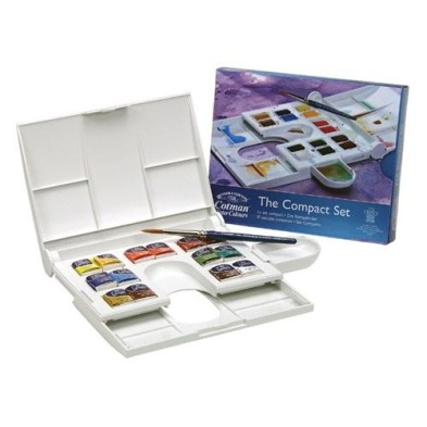 Material Bellas Artes - Pintura - Caja con 14 acuarelas Cotman COMPACT 1/2 godet y pincel Winsor & Newton | totenart.com
