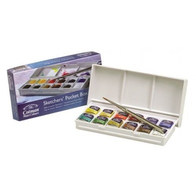 Material Bellas Artes - Pintura - Caja con 12 acuarelas Cotman 1/2 godet y pincel Winsor & Newton | totenart.com
