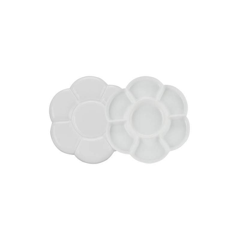 Material Bellas Artes - Pintura - Paleta redonda forma de flor doble de plastico (17x17 cm) | totenart.com