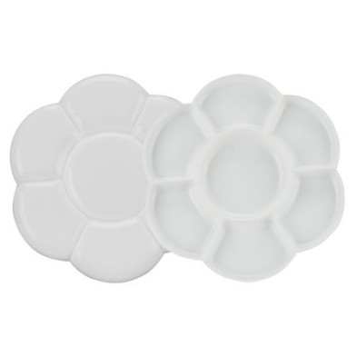 Material Bellas Artes - Pintura - Paleta redonda forma de flor doble de plastico (17x17 cm) | totenart.com