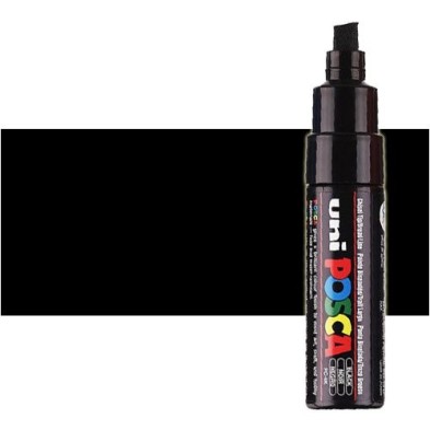 Material Bellas Artes - Pintura - Rotulador Posca Negro (200) PC8K, punta biselada (8 mm.) | totenart.com