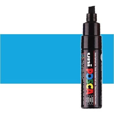 Material Bellas Artes - Pintura - Rotulador Posca Azul claro (320) PC8K, punta biselada (8 mm.) | totenart.com