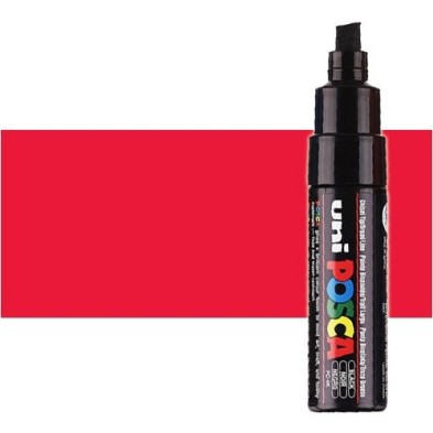 Material Bellas Artes - Pintura - Rotulador Posca Rojo (400) PC8K, punta biselada (8 mm.) | totenart.com