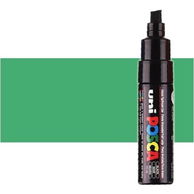 Material Bellas Artes - Pintura - Rotulador Posca Verde metálico (550) PC8K, punta biselada (8 mm.) | totenart.com