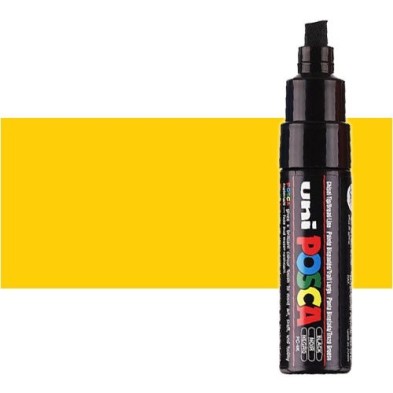 Material Bellas Artes - Pintura - Rotulador Posca Amarillo claro (1120) PC8K, punta biselada (8 mm.) | totenart.com