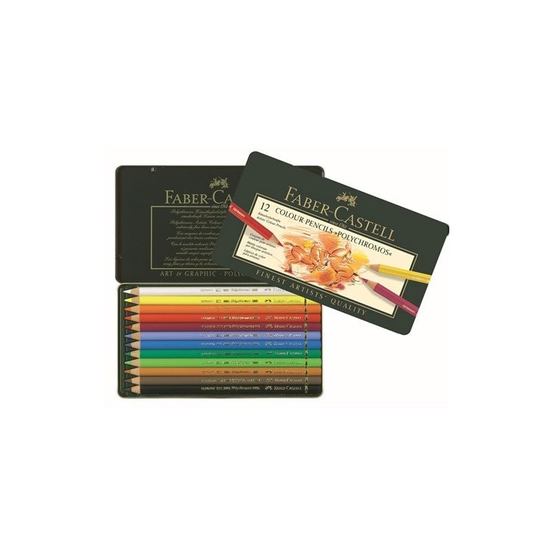 Material Bellas Artes - Pintura - Estuche de Lápices color POLYCHROMO, Faber Castell (12 colores) | totenart.com