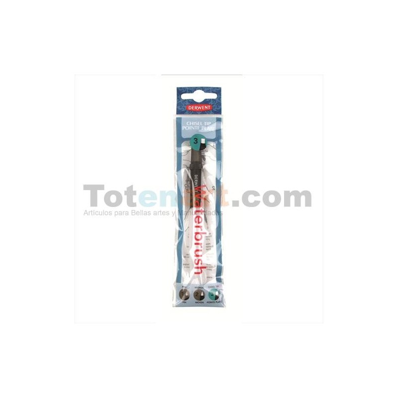 Material Bellas Artes - pintura - Pincel rellenable Derwent con deposito, n-3 punta Plana | totenart.com