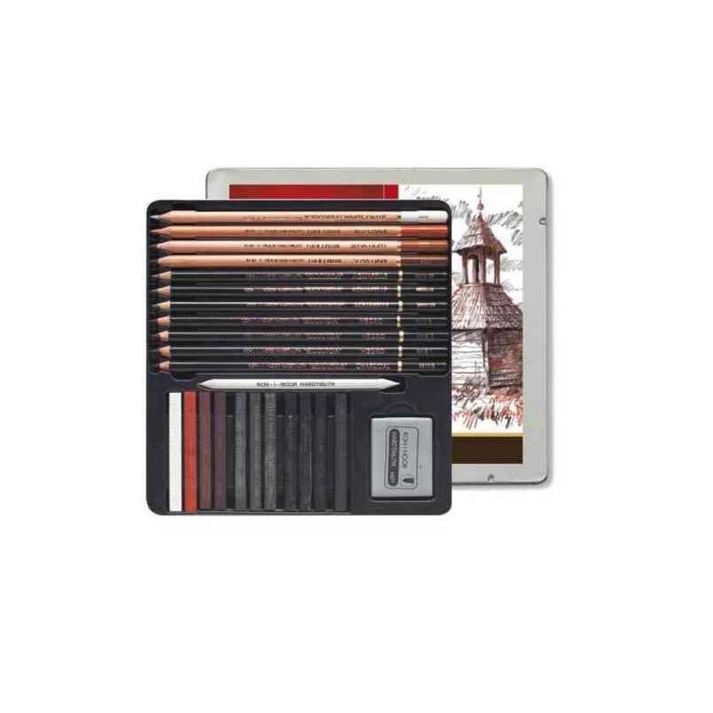 Material Bellas Artes – pintura-y-dibujo - Estuche de dibujo Giocconda Koh-i-Noor (24 piezas) | totenart.com