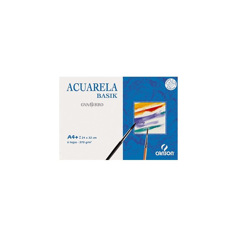 Material Bellas Artes – pintura-y-dibujo - Basik Acuarela, (minipack) 6 h., 370 gr., 24x32 cm (A4+) | totenart.com