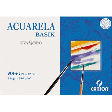 Material Bellas Artes – pintura-y-dibujo - Basik Acuarela, (minipack) 6 h., 370 gr., 24x32 cm (A4+) | totenart.com