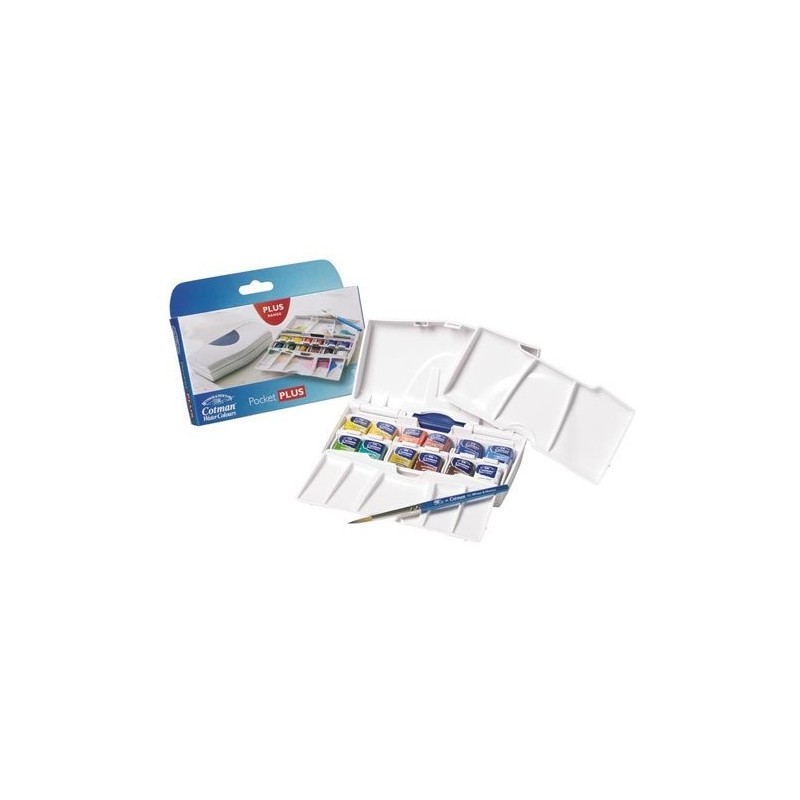 Material Bellas Artes - Pintura - Caja con 12 acuarelas Cotman POCKET PLUS 1/2 godet Winsor & Newton | totenart.com