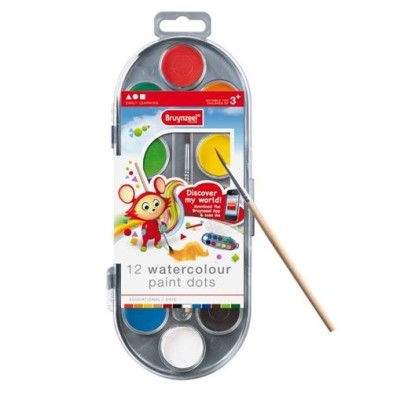 Material Bellas Artes - Pintura - Caja con 12 acuarelas y pincel Bruynzeel -escolar- | totenart.com