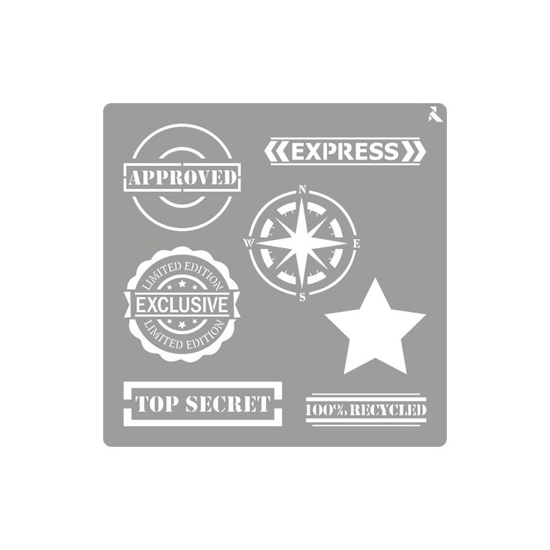 Material Bellas Artes - Pintura - Stencil plantilla 04 Sellos 20x20cm. La Pajarita | totenart.com