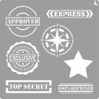 Material Bellas Artes - Pintura - Stencil plantilla 04 Sellos 20x20cm. La Pajarita | totenart.com