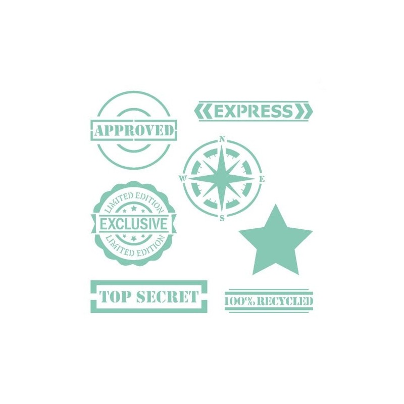 Material Bellas Artes - Pintura - Stencil plantilla 04 Sellos 20x20cm. La Pajarita | totenart.com