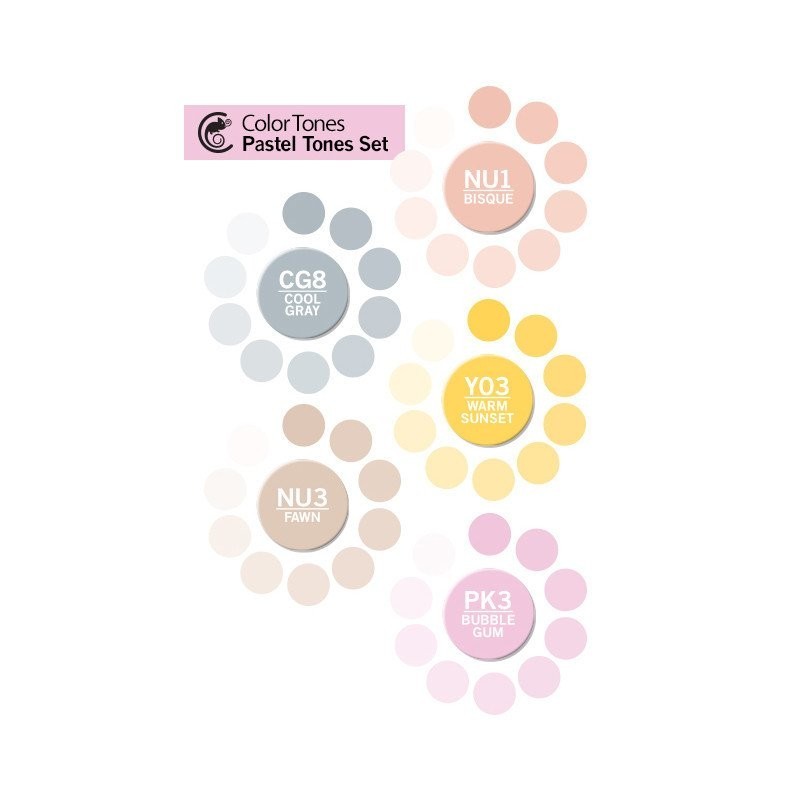 Material Bellas Artes - Pintura - Estuche Chameleon de 5 Rotuladores Tonos Pastel | totenart.com