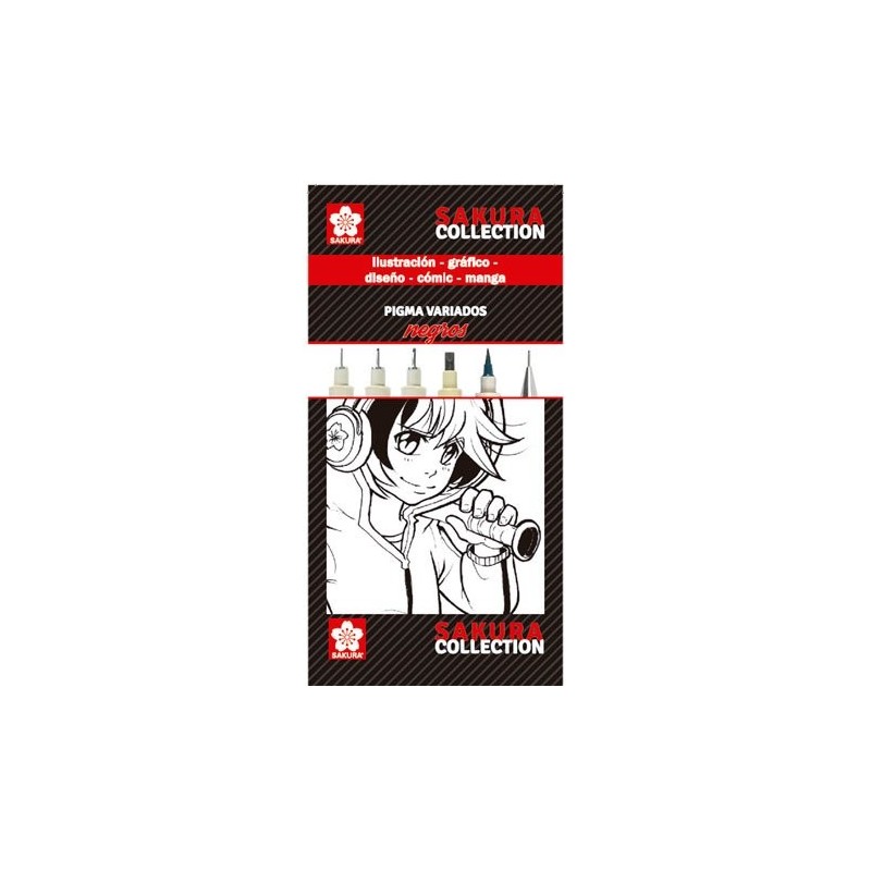 Material Bellas Artes – pintura-y-dibujo - Set rotuladores NEGROS Pigma Sakura | totenart.com