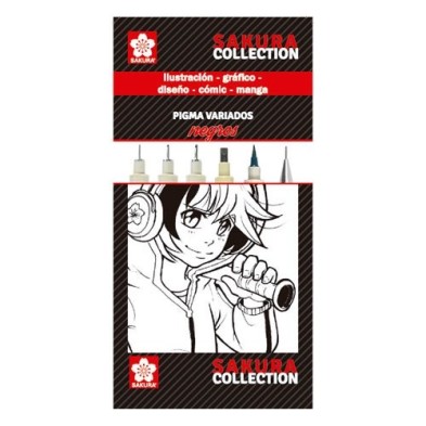 Material Bellas Artes – pintura-y-dibujo - Set rotuladores NEGROS Pigma Sakura | totenart.com
