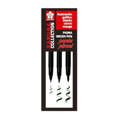 Material Bellas Artes – pintura-y-dibujo - Set 3 rotuladores negros punta pincel Pigma Brush Sakura (FB, MB, BB) | totenart.com