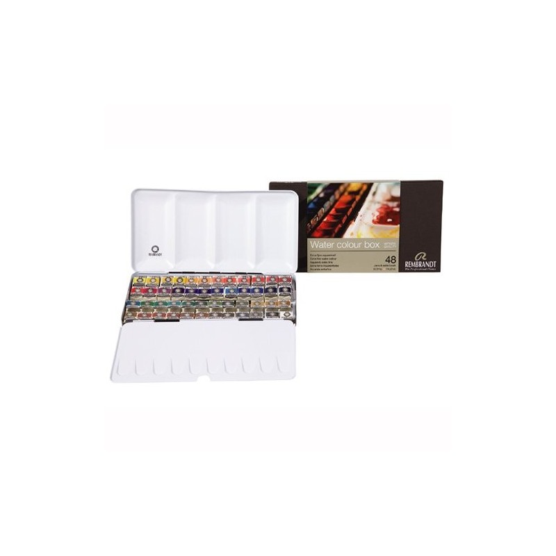 Material Bellas Artes - Pintura - Caja metálica con 48 pastillas acuarelas Rembrandt | totenart.com