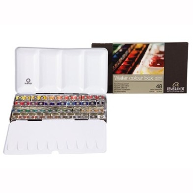 Material Bellas Artes - Pintura - Caja metálica con 48 pastillas acuarelas Rembrandt | totenart.com
