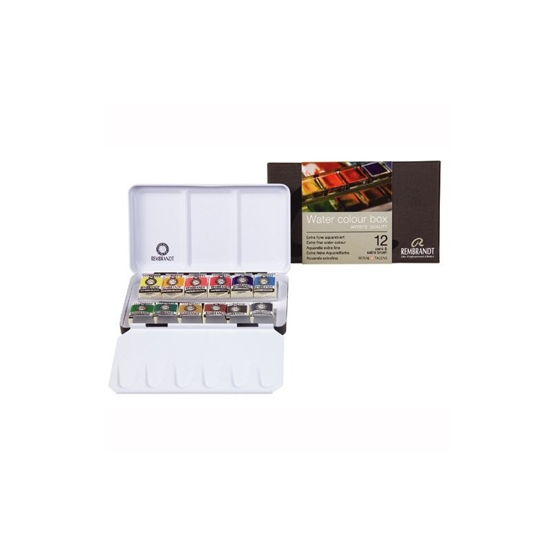 Material Bellas Artes - Pintura - Caja metálica con 12 pastillas acuarelas Rembrandt | totenart.com