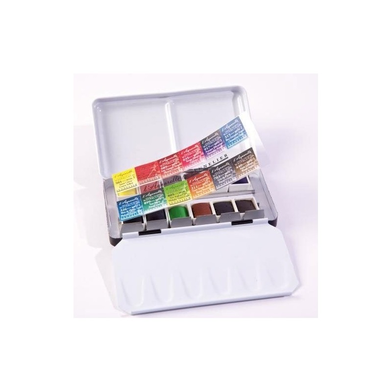 Material Bellas Artes - Pintura - Caja metálica con 12 acuarelas Sennelier 1/2 godet  | totenart.com